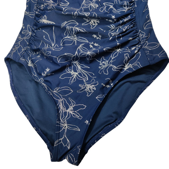 Niptuck Garden Line Foil Joanne Twist Front Slimming Swimsuit 6 One Piece - Picture 8 of 15